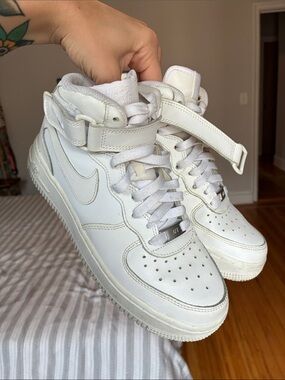 Nike Air Force 1 All-White High Top Sneakers